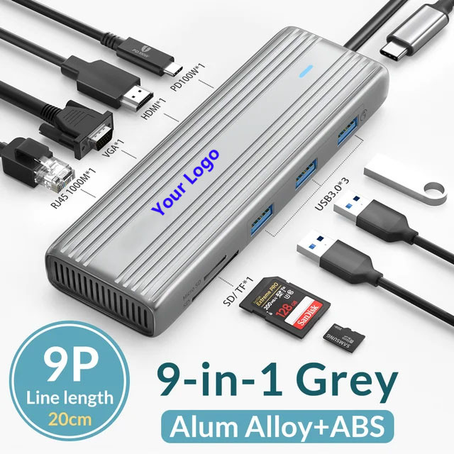 USB C Hub พร้อม HDMI 4K และ USB 3.0 ความเร็วสูง รองรับ Windows Mac