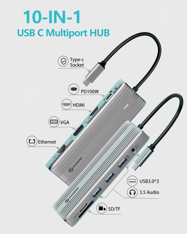 USB C Hub พร้อม HDMI 4K และ USB 3.0 ความเร็วสูง รองรับ Windows Mac
