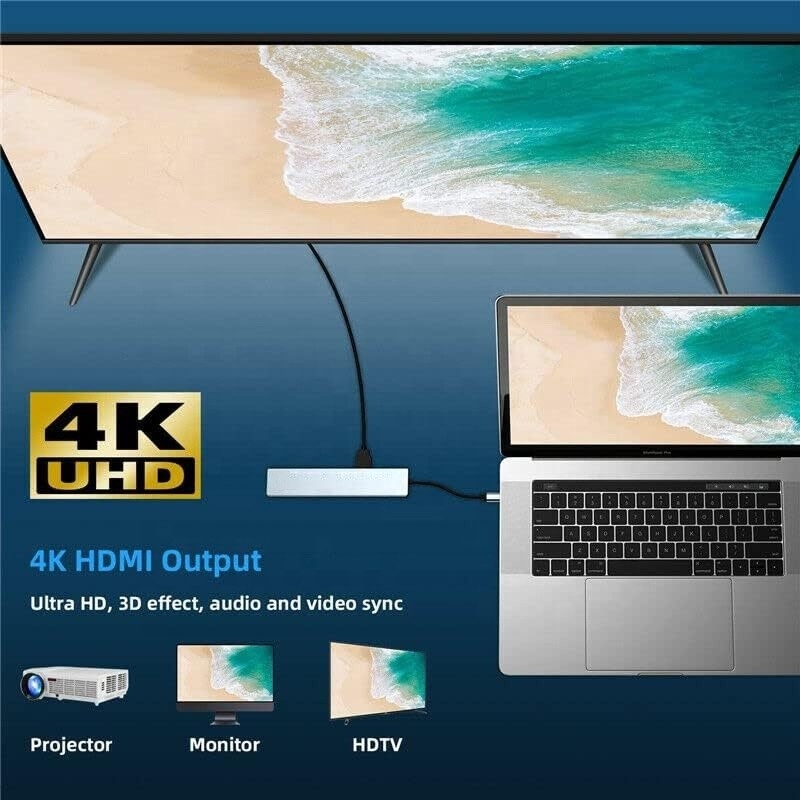 อัดแปลง multiport 8 ใน 1 USB Type C Hub สําหรับการทํางานหลายงานและการโอนข้อมูล