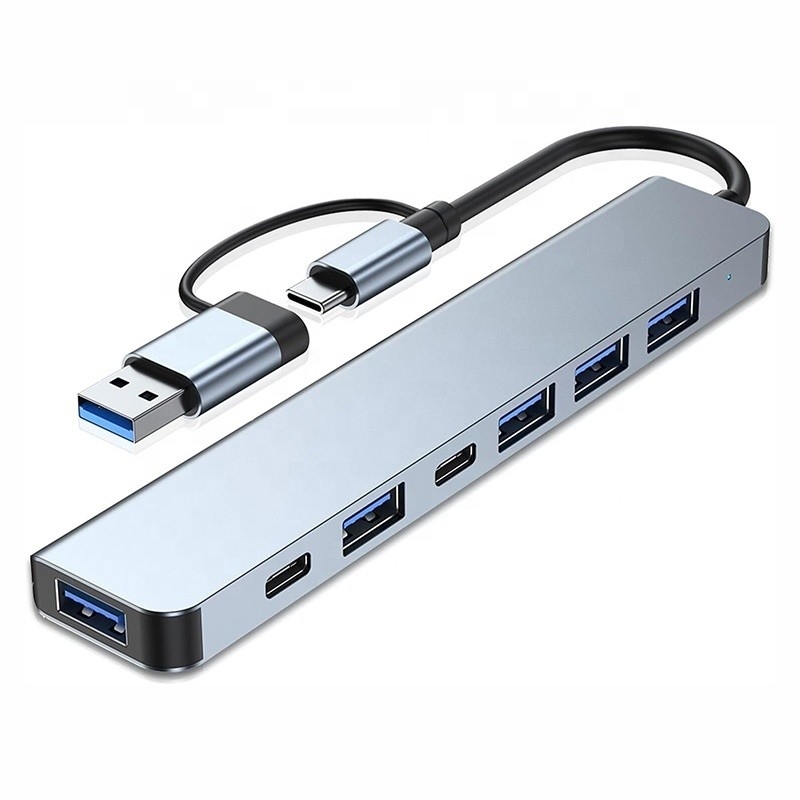 อลูมิเนียมสลัด 7 ใน 1 USB Splitter สําหรับคอมพิวเตอร์เล็ปโตปคอมพิวเตอร์ Desktop PC