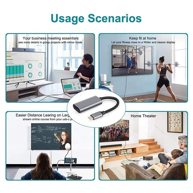 ชาย-หญิง USB 3.1 ประเภท C เป็น HDMI HDTV Cable Adapter Converter 4K 60Hz 1080P CCA คอนดิวเตอร์