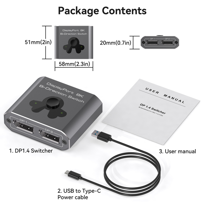 8K60Hz Display Port Switcher สําหรับการใช้งานง่ายและการสลับ DP 1.4 ที่มีประสิทธิภาพสูง