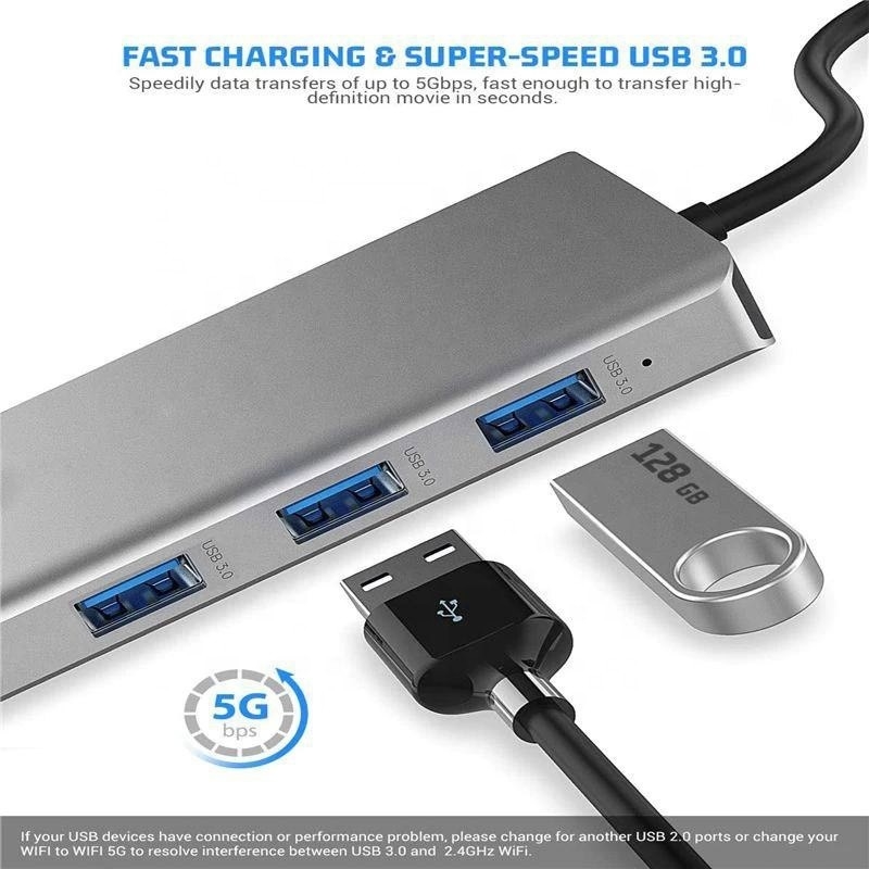 สถานี docking USB Type-C 12-in-1 HDMI 1080P 60Hz 2*HDMI VGA RJ45 4*USB ออดิโอ SD/TF PD
