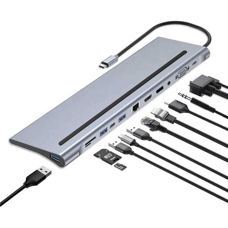 อินเตอร์เฟซ USB C หลายฟังก์ชัน Dock ประเภท C พร้อมอุปกรณ์ปรับ SD TF
