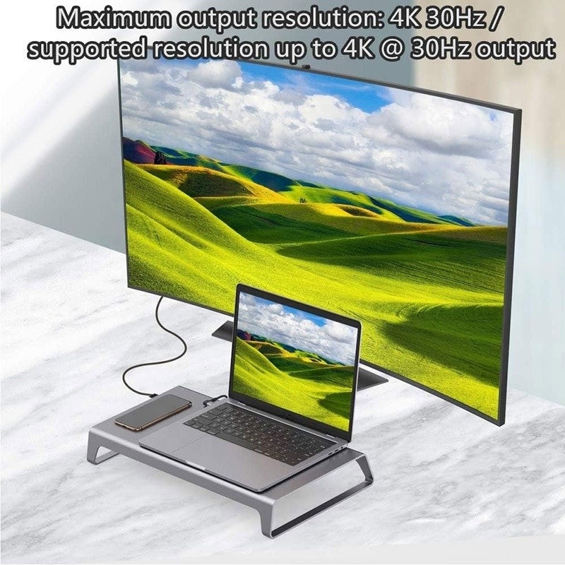 TYPE-C เพศชาย 11 ใน 1 ฮับ คอมพิวเตอร์คอมพิวเตอร์เล็ปโตป สเตชั่นด็อปป์ด้วย 1000Mbps RJ45 และ USB-C PD