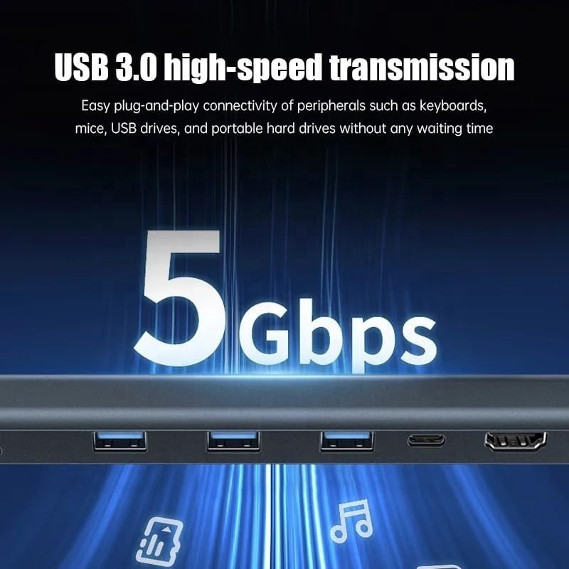 USB 3.1 อินเตอร์เฟซประเภท 10 ใน 1 Type C Hub สําหรับการถ่ายทอดข้อมูลความเร็วสูงและการชาร์จ