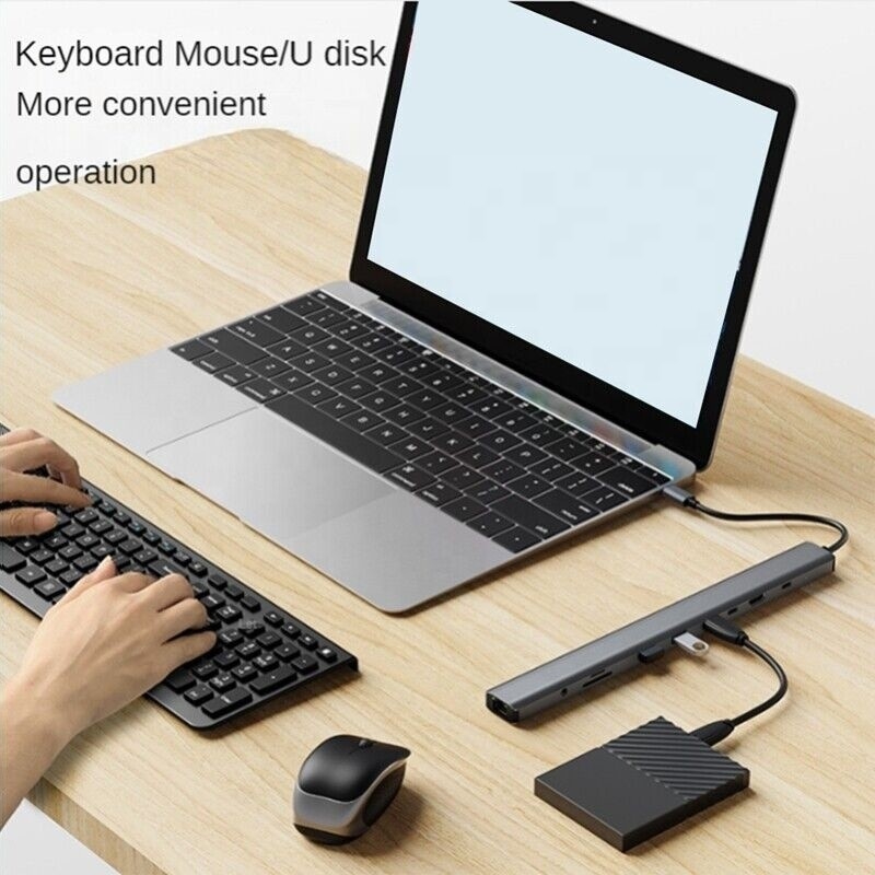 USB 3.1 อินเตอร์เฟซประเภท 10 ใน 1 Type C Hub สําหรับการถ่ายทอดข้อมูลความเร็วสูงและการชาร์จ