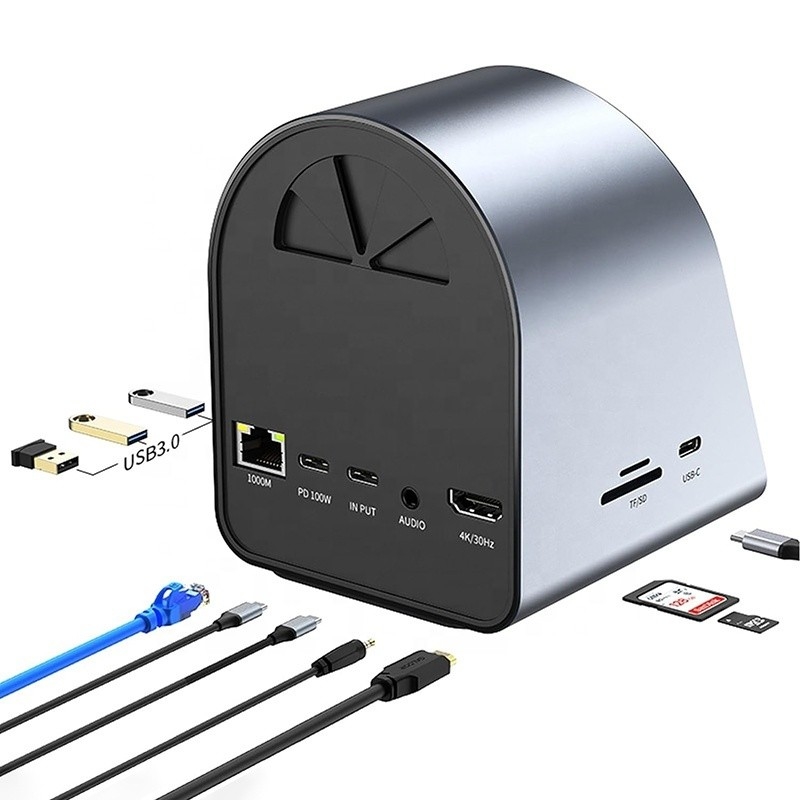 USB 3.1 10 ใน 1 Type-C Multiport Docking Station Hub พร้อม Gigabit Ethernet และ 4K HD HDMI