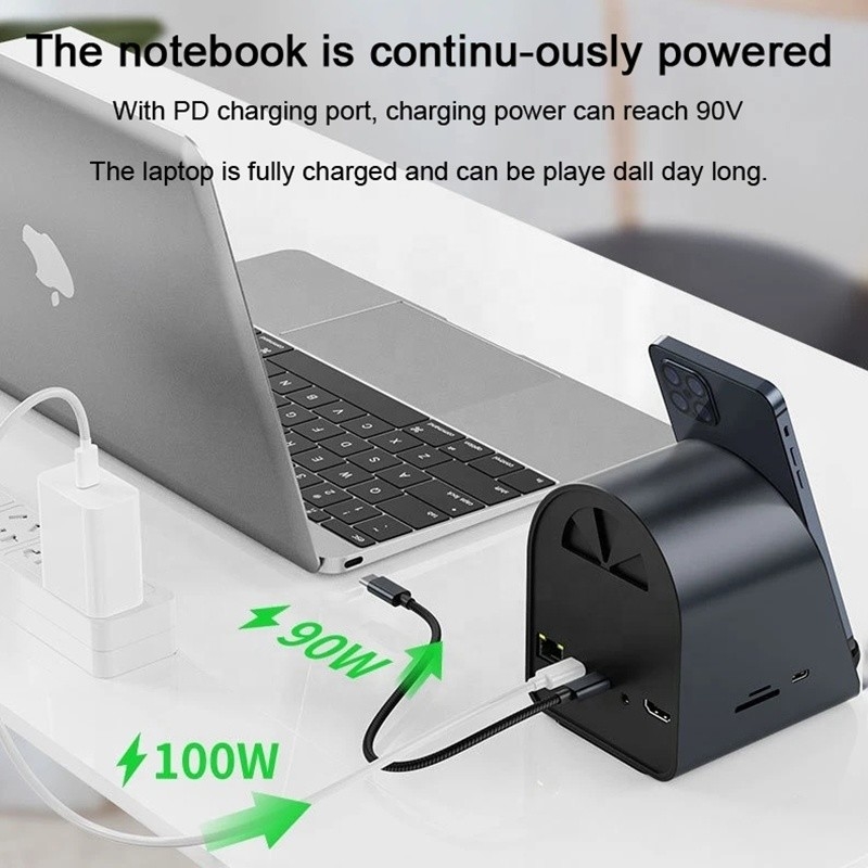 USB 3.1 10 ใน 1 Type-C Multiport Docking Station Hub พร้อม Gigabit Ethernet และ 4K HD HDMI