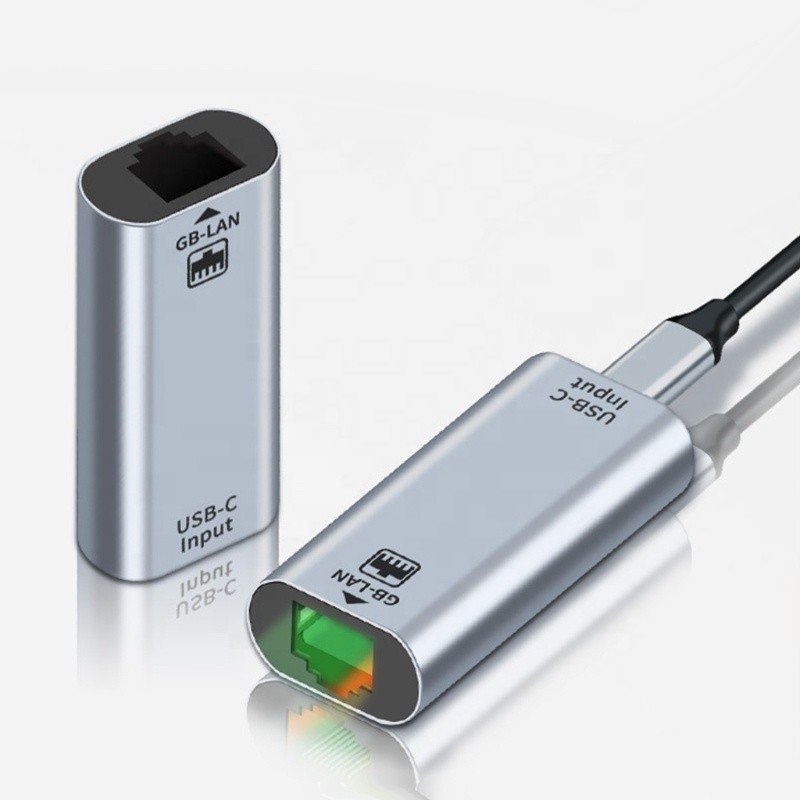 USB C ตัวปรับโพร์ตหญิงสู่อีเทอร์เน็ต ความเร็ว 10/100/1000 Mbps สําหรับการเชื่อมต่อเครือข่ายที่รวดเร็ว