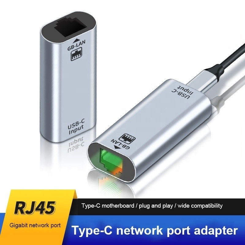 USB C ตัวปรับโพร์ตหญิงสู่อีเทอร์เน็ต ความเร็ว 10/100/1000 Mbps สําหรับการเชื่อมต่อเครือข่ายที่รวดเร็ว