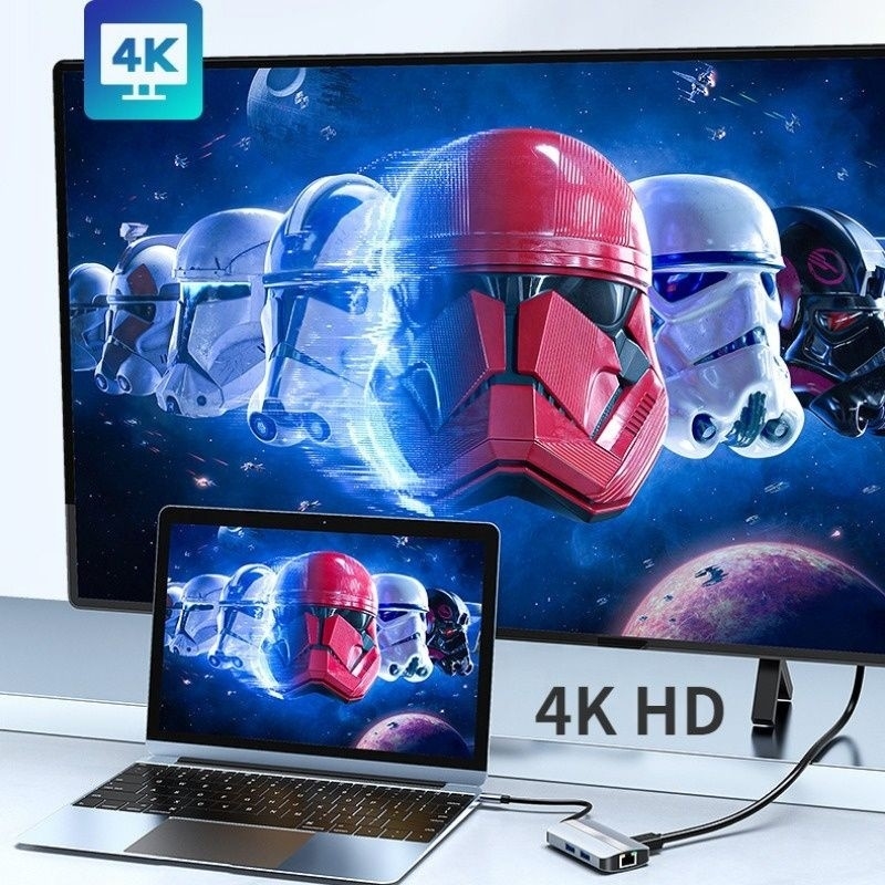 สถานี dock USB C Type C Hub Multiport มีฟังก์ชันเครือข่ายการชาร์จโอนวีดีโอ