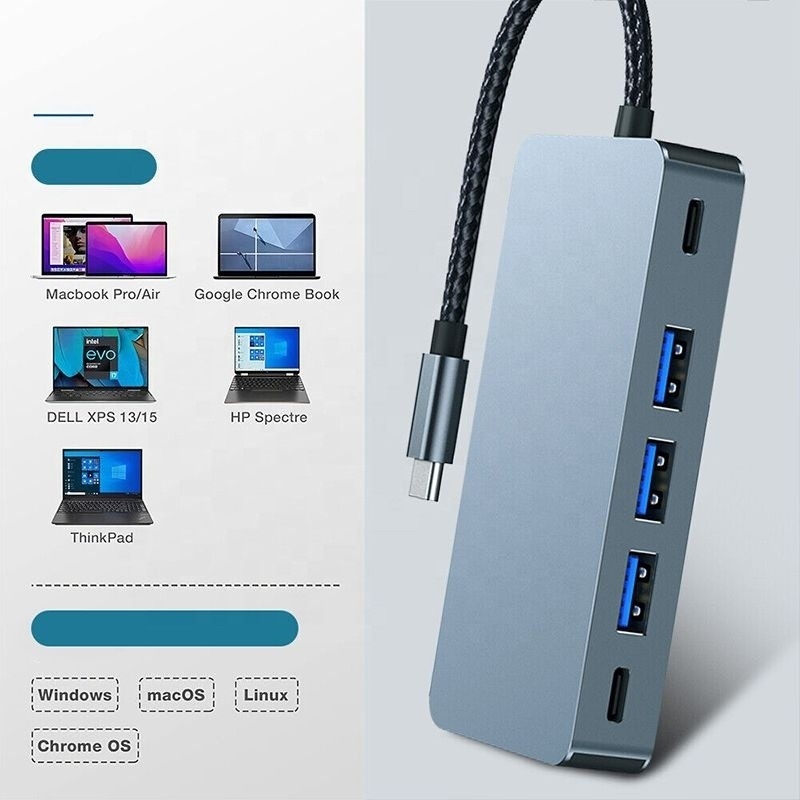 4K 30Hz Dual HDMI USB 3.0 Adapter Docking Station 7 ใน 1 Multiport USB C Type C ฮับ