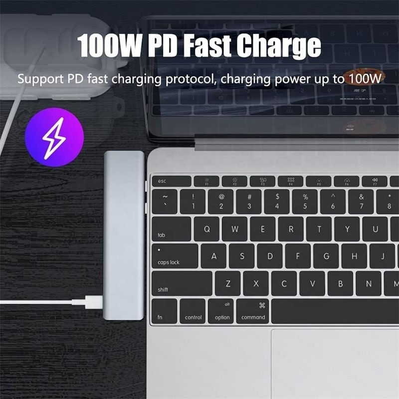 USB Type C 7-In-1 Multiport Dock Hub Adapter พร้อม HDMI USB 3.0 USB 2.0 SD/TF PD Output