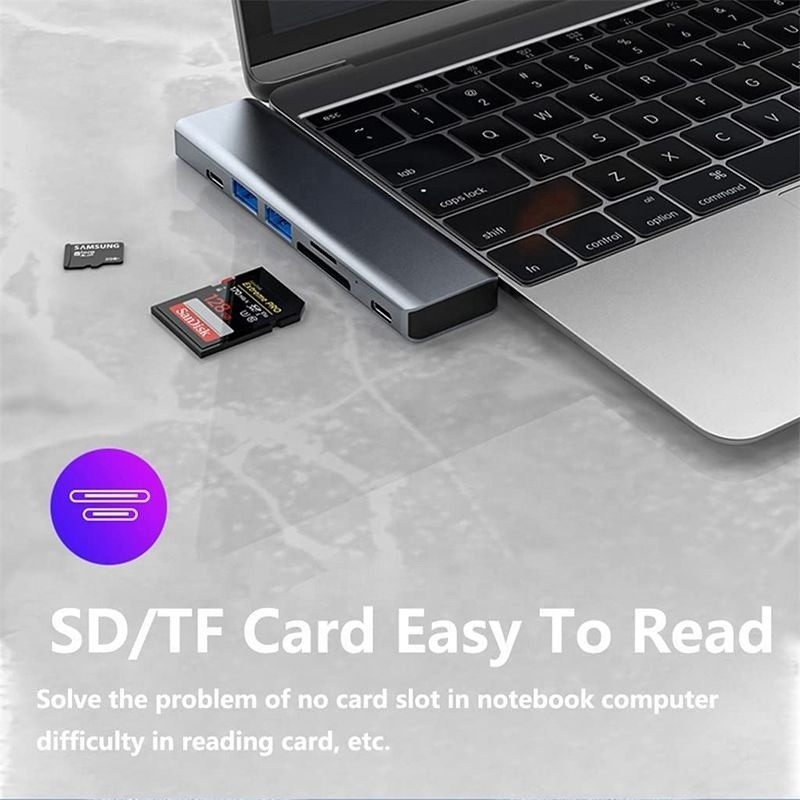 USB Type C 7-In-1 Multiport Dock Hub Adapter พร้อม HDMI USB 3.0 USB 2.0 SD/TF PD Output