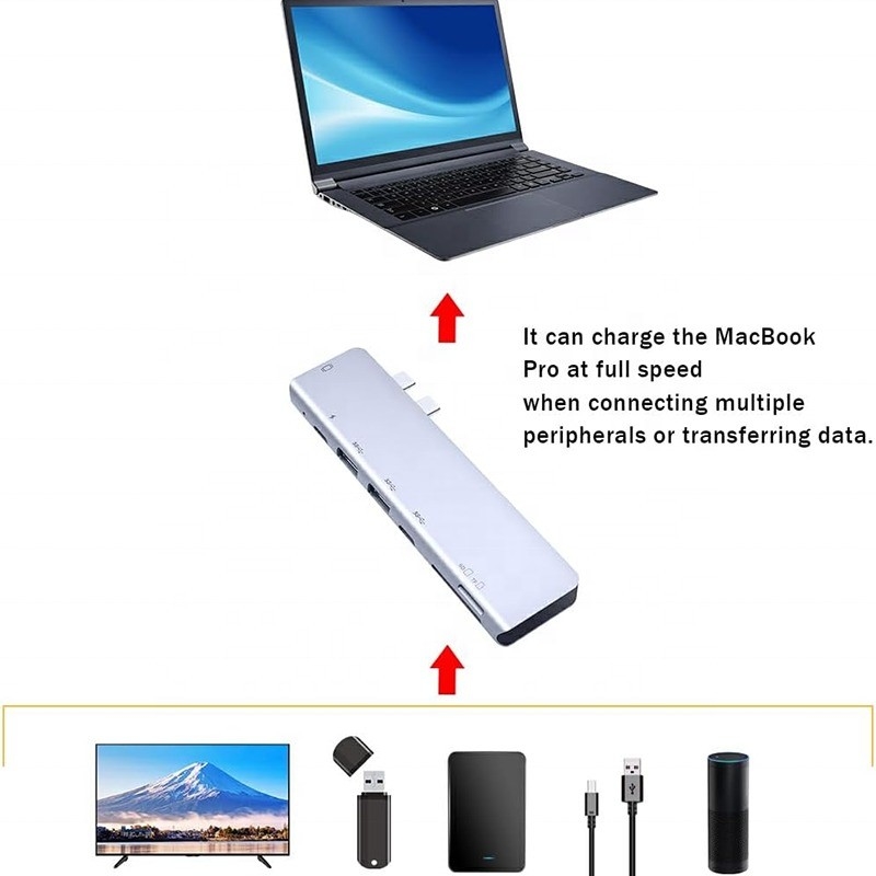 USB C Type C 4K 30Hz HDMI USB 3.0 TF SD Adapter Hub Docking Station สําหรับ Macbook Pro