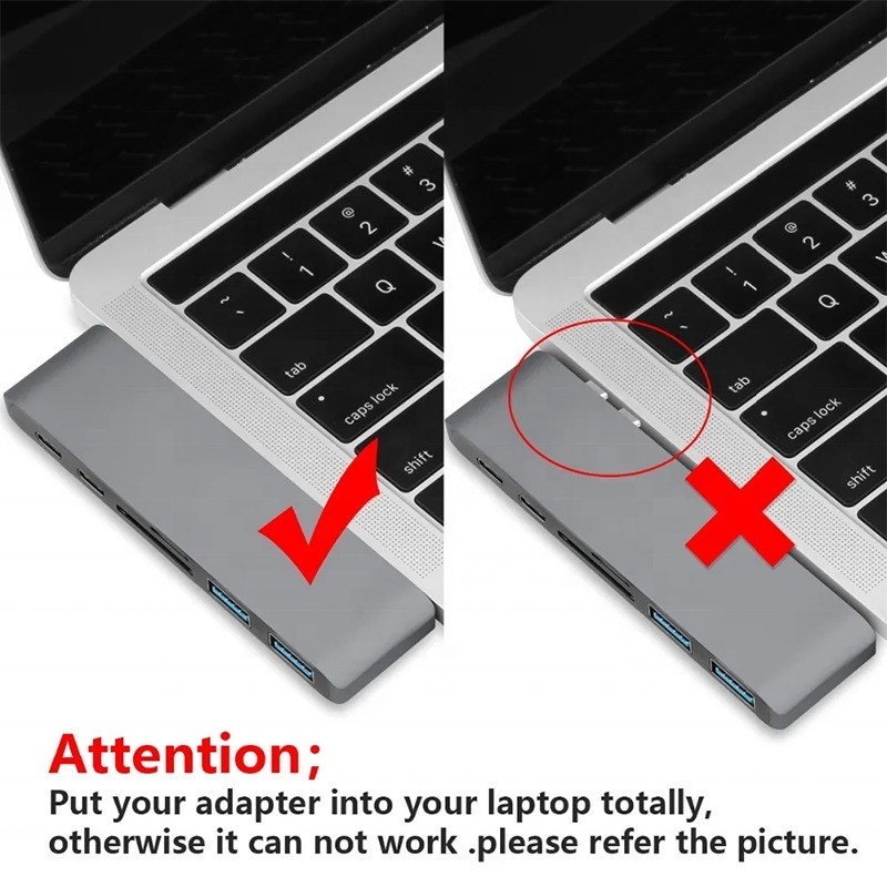 Multiport Docking Station 6-In-1 Type-C Hub Adapter พร้อม SD/TF 2*USB3.0 2*USB-C ออก