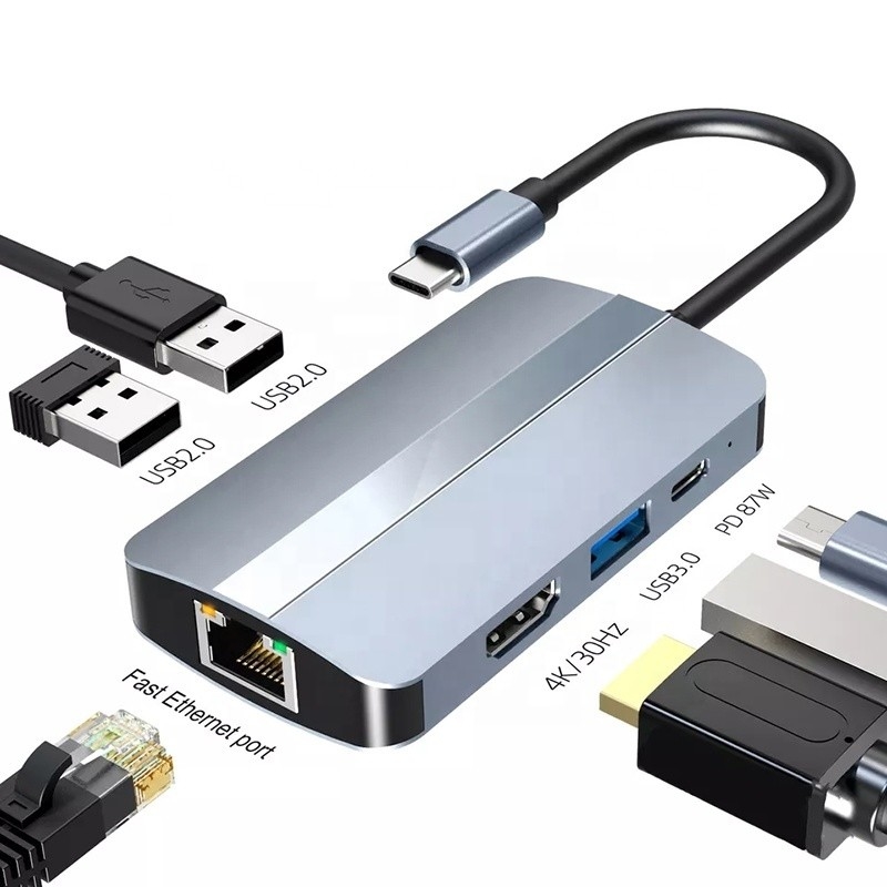 12-ใน-1 USB C Adapter OEM Multiport Hub พร้อม 4K HDMI USB 3.0 RJ45 Lan Ethernet