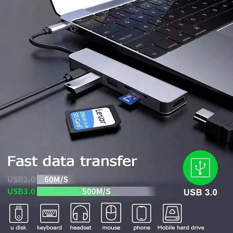 USB 3.1 Docking Station Hub พร้อม 4K HDMI USB3.0 TF SD Card Reader และการชาร์จ PD 87W