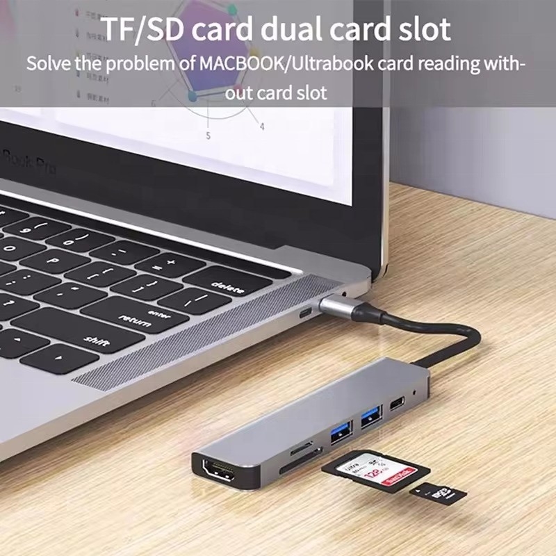 USB 3.1 Docking Station Hub พร้อม 4K HDMI USB3.0 TF SD Card Reader และการชาร์จ PD 87W