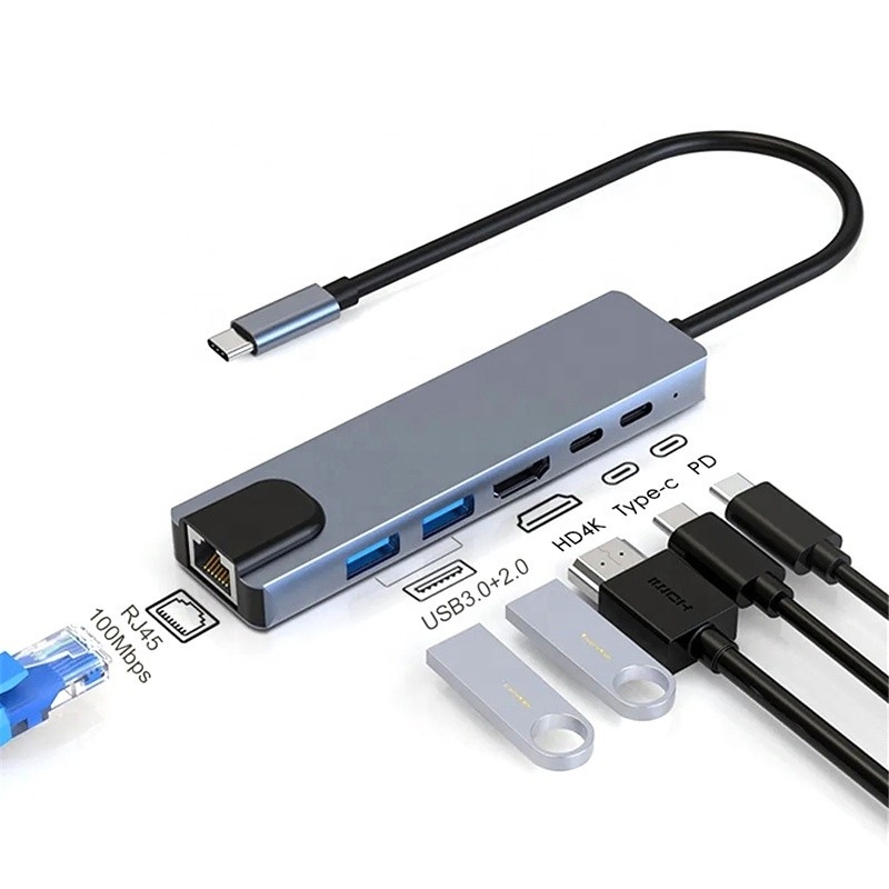 การชาร์จเร็ว 16 ใน 1 USB C Adapter สําหรับมือถือ โน๊ทบุ๊คคอมพิวเตอร์ 4K HDMI RJ45 PD