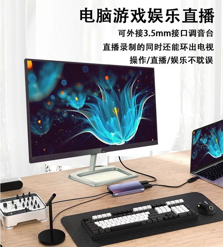 Loop Out USB C Type C Hub พร้อมการ์ดถ่ายวิดีโอ HDMI ความละเอียดสูง 4K 60Hz