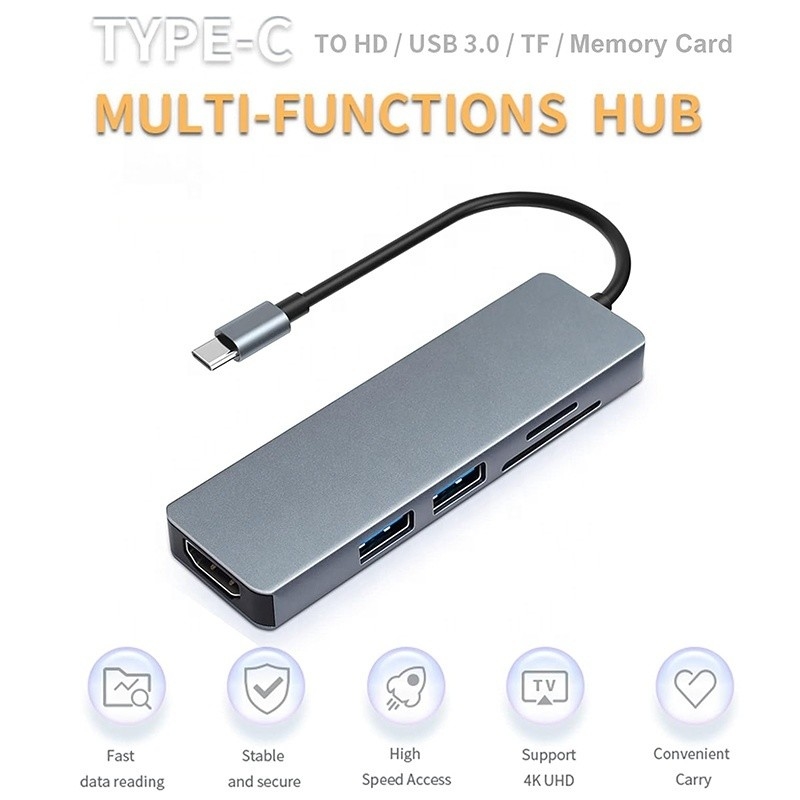 11 ใน 1 USB-C Hub Type-C To HDMI USB3.0 USB2.0 SD TF Adapter Hub พร้อมเครื่องอ่านการ์ด