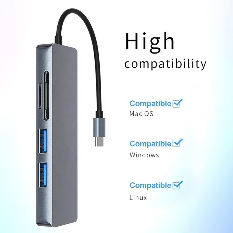 11 ใน 1 USB-C Hub Type-C To HDMI USB3.0 USB2.0 SD TF Adapter Hub พร้อมเครื่องอ่านการ์ด