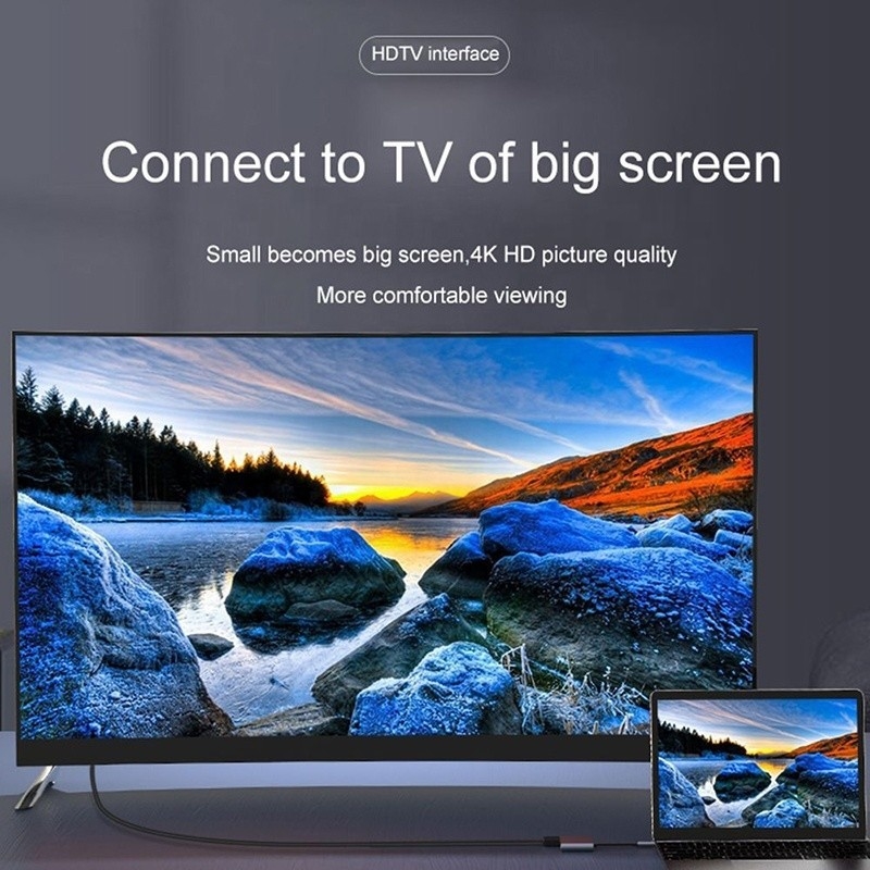 อัดแปลง 4 ใน 1 USB C ถึง 2 4K HDMI MST สําหรับการชาร์จ การถ่ายทอดข้อมูลและการออกวิดีโอ