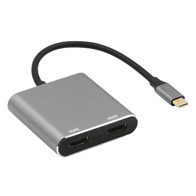 สถานี dock 4 ใน 1 พร้อม 2 Port HDMI 4K Dual และ USB-C Type-C to Dual HDMI Adapter