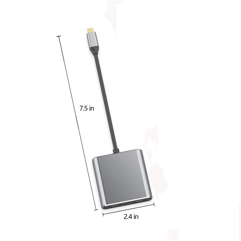 สถานี dock 4 ใน 1 พร้อม 2 Port HDMI 4K Dual และ USB-C Type-C to Dual HDMI Adapter