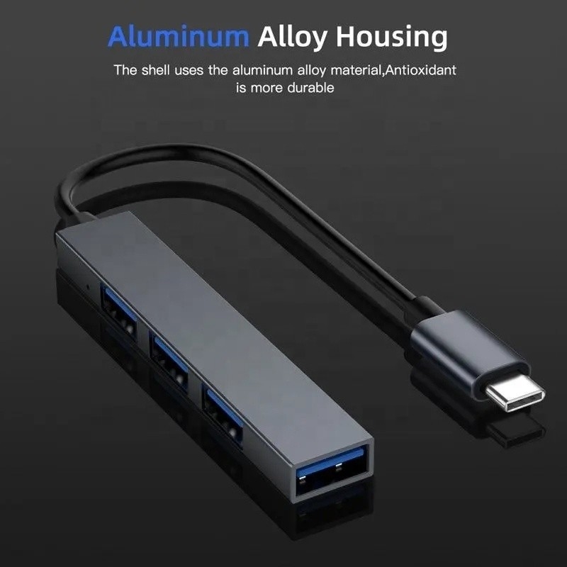 อินเตอร์เฟซประเภท C 4 ใน 1 14 ท่าเรือฮับ OTG ประเภท C ไปยัง USB 3.0 2.0