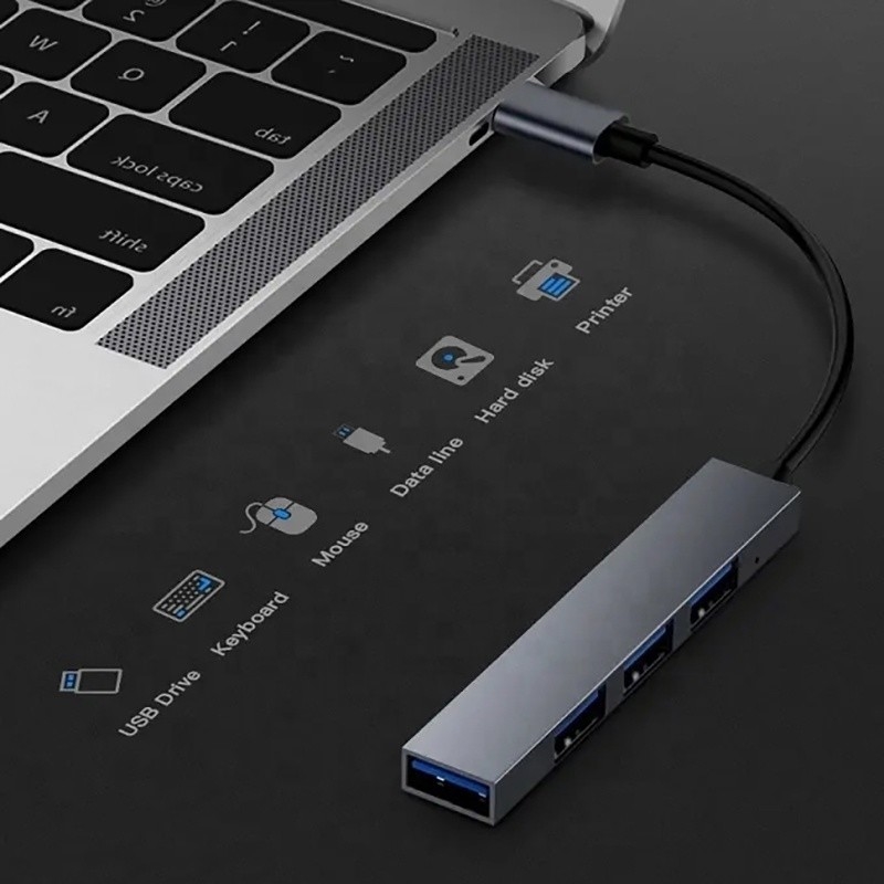 อินเตอร์เฟซประเภท C 4 ใน 1 14 ท่าเรือฮับ OTG ประเภท C ไปยัง USB 3.0 2.0