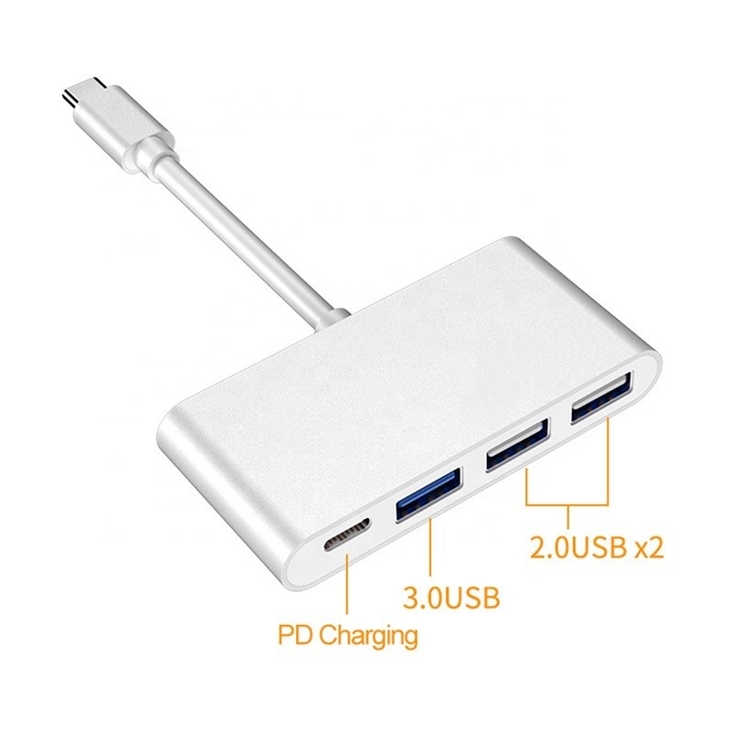 USB 3.1 อินเตอร์เฟซ 4-ใน-1 แบบ C Hub Multiple Adapter สําหรับการถ่ายทอดข้อมูลความเร็ว