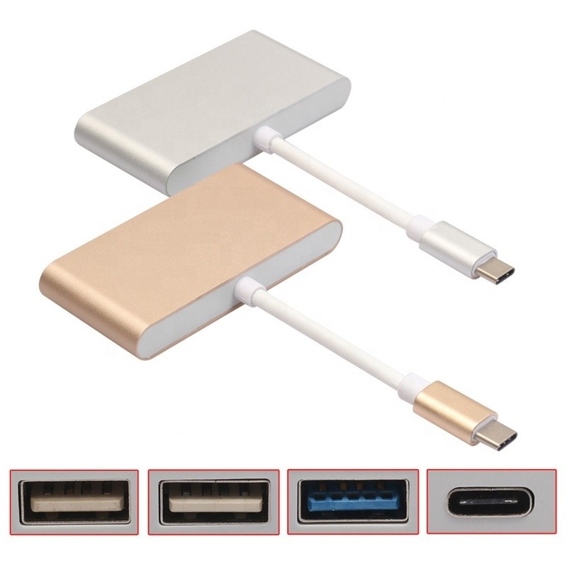 USB 3.1 อินเตอร์เฟซ 4-ใน-1 แบบ C Hub Multiple Adapter สําหรับการถ่ายทอดข้อมูลความเร็ว