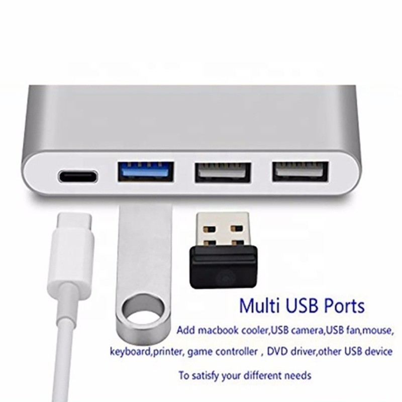 USB 3.1 อินเตอร์เฟซ 4-ใน-1 แบบ C Hub Multiple Adapter สําหรับการถ่ายทอดข้อมูลความเร็ว