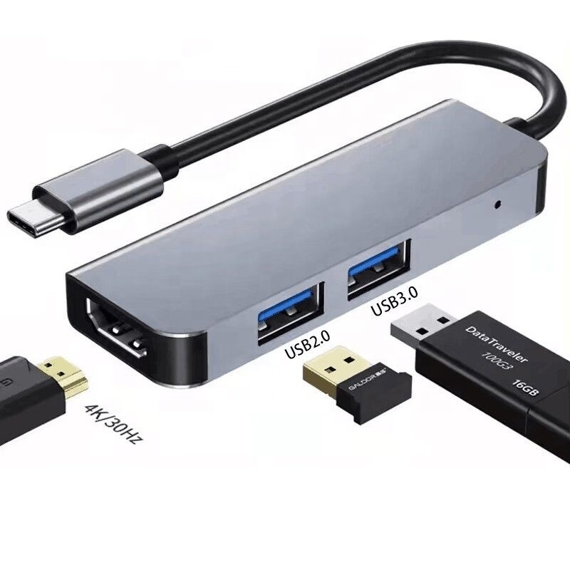 USB C Hub พร้อม HDMI 4K และ USB 3.0 ความเร็วสูง รองรับ Windows Mac