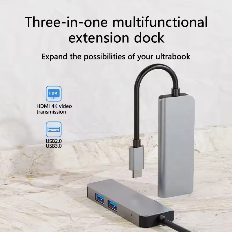 USB C Hub พร้อม HDMI 4K และ USB 3.0 ความเร็วสูง รองรับ Windows Mac