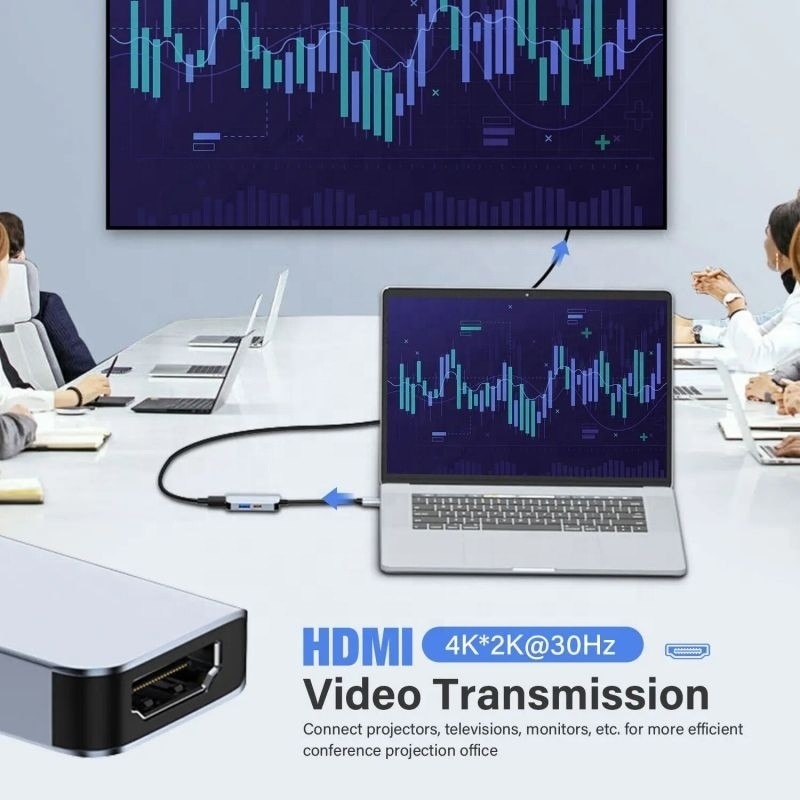 USB 3.1/USB Type-C Hub Adapter Docking Station พร้อม 4K HDMI USB3.0 USB 3.0 Type C PD