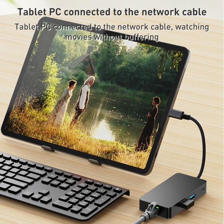 8-in-1 Multiport Adapter USB-C Hub พร้อม HDMI 3 USB3.0 RJ45 และ PD Output 5-8 Port