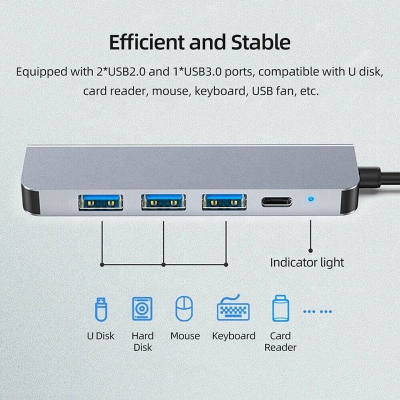 อัตราการกําหนด 6 ใน 1 USB C Type-C Hub ถึง 4K HDMI และ USB 3.0 สําหรับ Macbook OEM/ODM