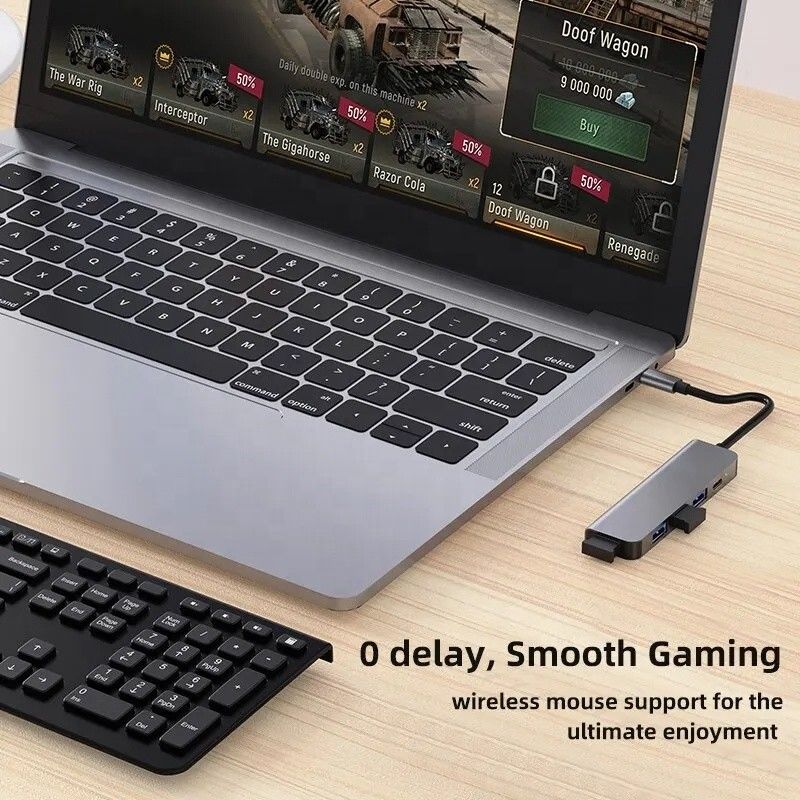 9-in-1 USB C Type C Adapter Hub พร้อมการชาร์จ PD 100W และการออก USB3.0 3*USB2.0