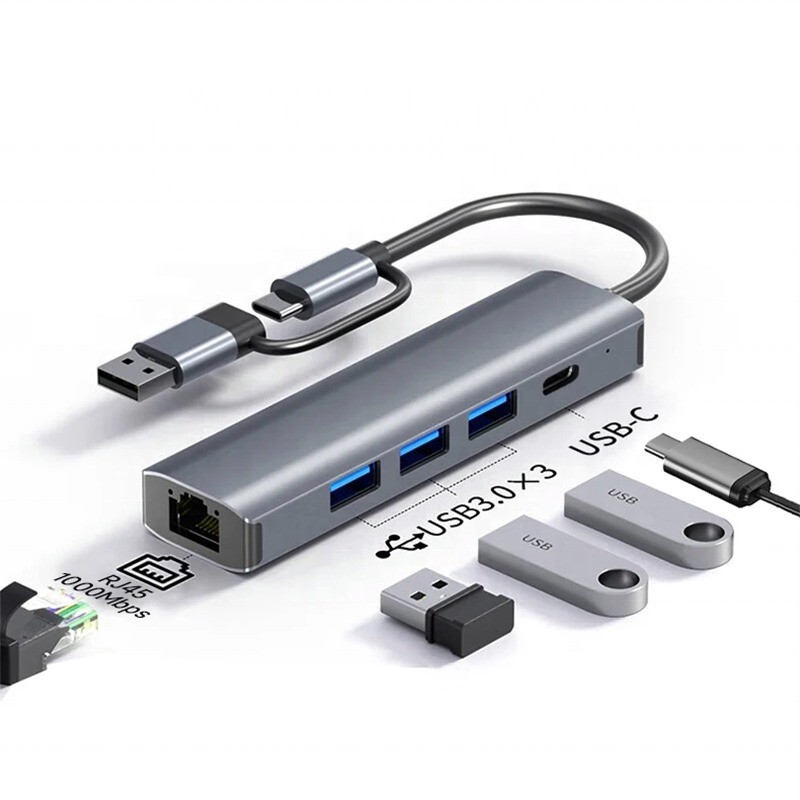 12-in-1 Multiport Adapter USB C Hub Docking Station พร้อมอุปกรณ์อินเตอร์เฟซ USB 3.1 และ RJ45 Gigabit Ethernet