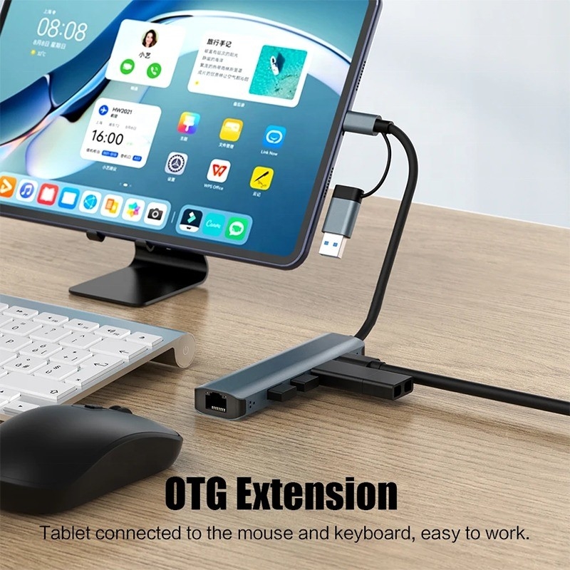 12-in-1 Multiport Adapter USB C Hub Docking Station พร้อมอุปกรณ์อินเตอร์เฟซ USB 3.1 และ RJ45 Gigabit Ethernet