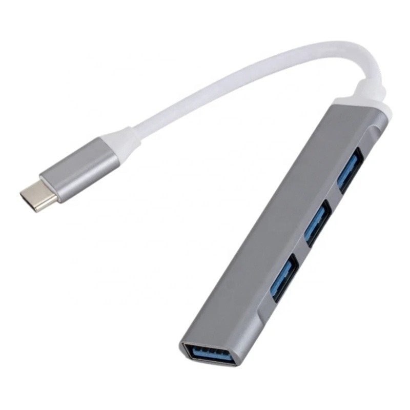 อลูมิเนียม 4 ท่าทาง USB Type-C เป็น USB 3.0 2.0 Data Hub สําหรับการโอนข้อมูลความเร็วสูง