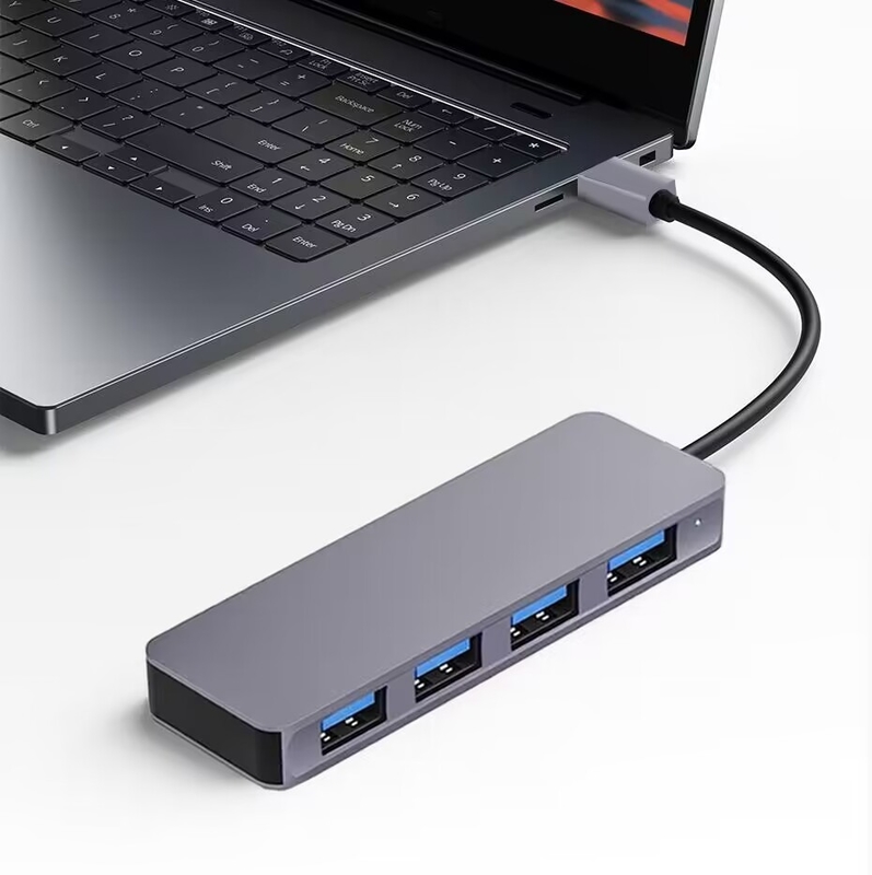 ความเร็วสูง 4 ท่า USB 3.0 HUB 5Gbps USB C พกพา พร้อมอุปกรณ์ปรับพลังงานสําหรับ PC Mac Laptop