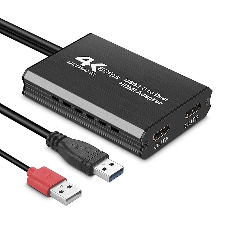 เครื่องปรับเปลี่ยนเสียงออกแบบ USB 3.0 แบบไม่ปกปิด HDMI x2 แบบสองแบบ สําหรับเครื่องจอเล็ปโตป