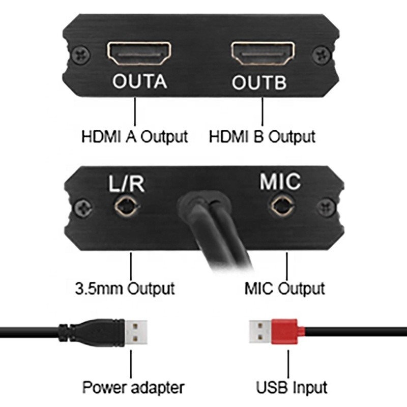 เครื่องปรับเปลี่ยนเสียงออกแบบ USB 3.0 แบบไม่ปกปิด HDMI x2 แบบสองแบบ สําหรับเครื่องจอเล็ปโตป