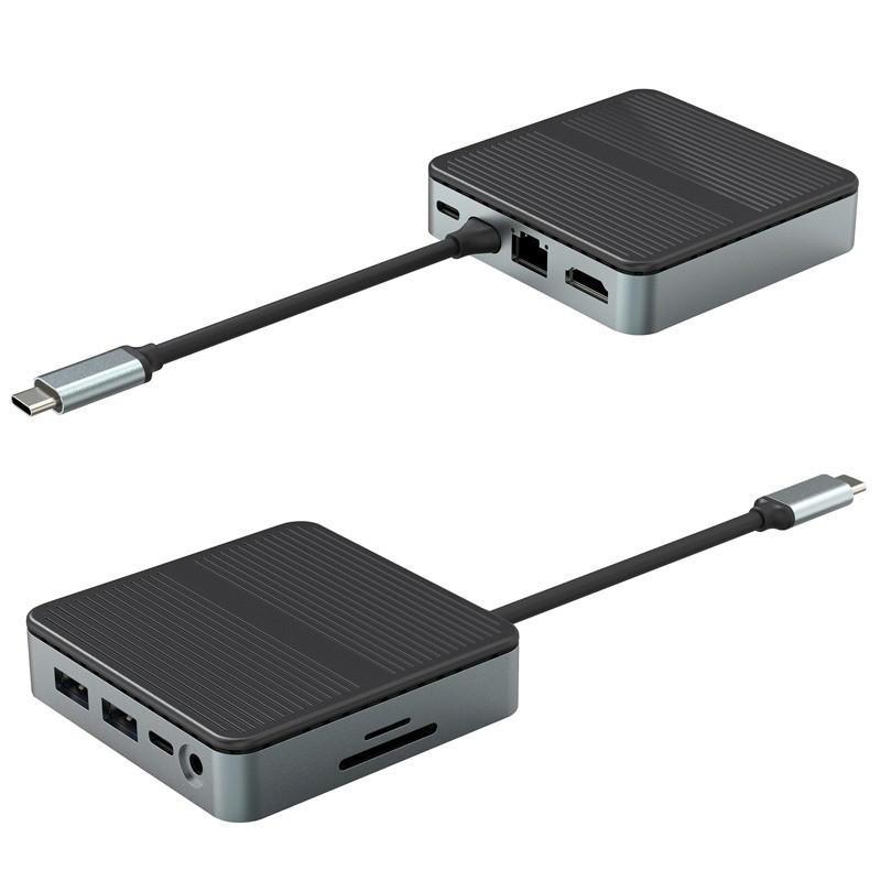 9 ใน 1 การโอนข้อมูลความเร็วรวดเร็ว USB 3.0 Port Hub Type C Port To HDMI Adapter