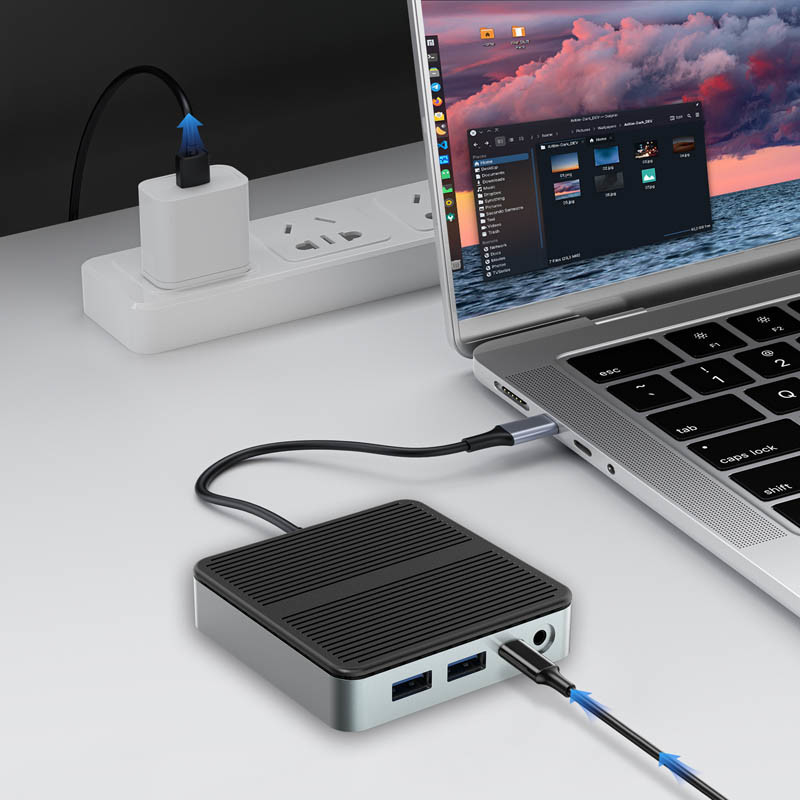 9 ใน 1 การโอนข้อมูลความเร็วรวดเร็ว USB 3.0 Port Hub Type C Port To HDMI Adapter